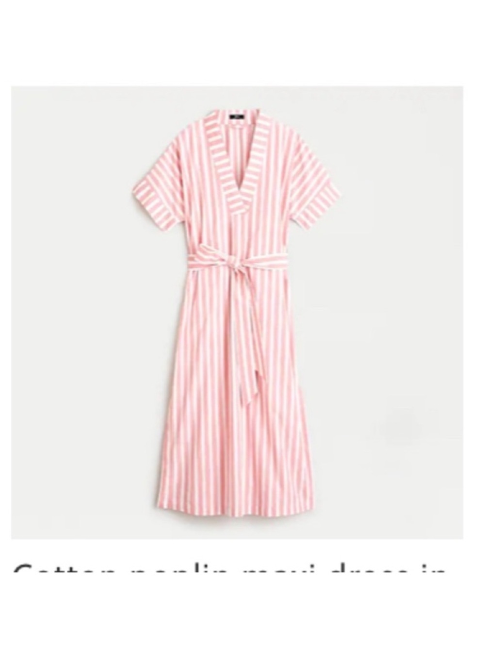 J. Crew M Poplin Dress caftan in pink Awning Stripe perfect condi smoke pet free